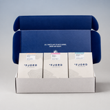 Fjord Coffee Taster Box with three coffee packs on a cool studio background